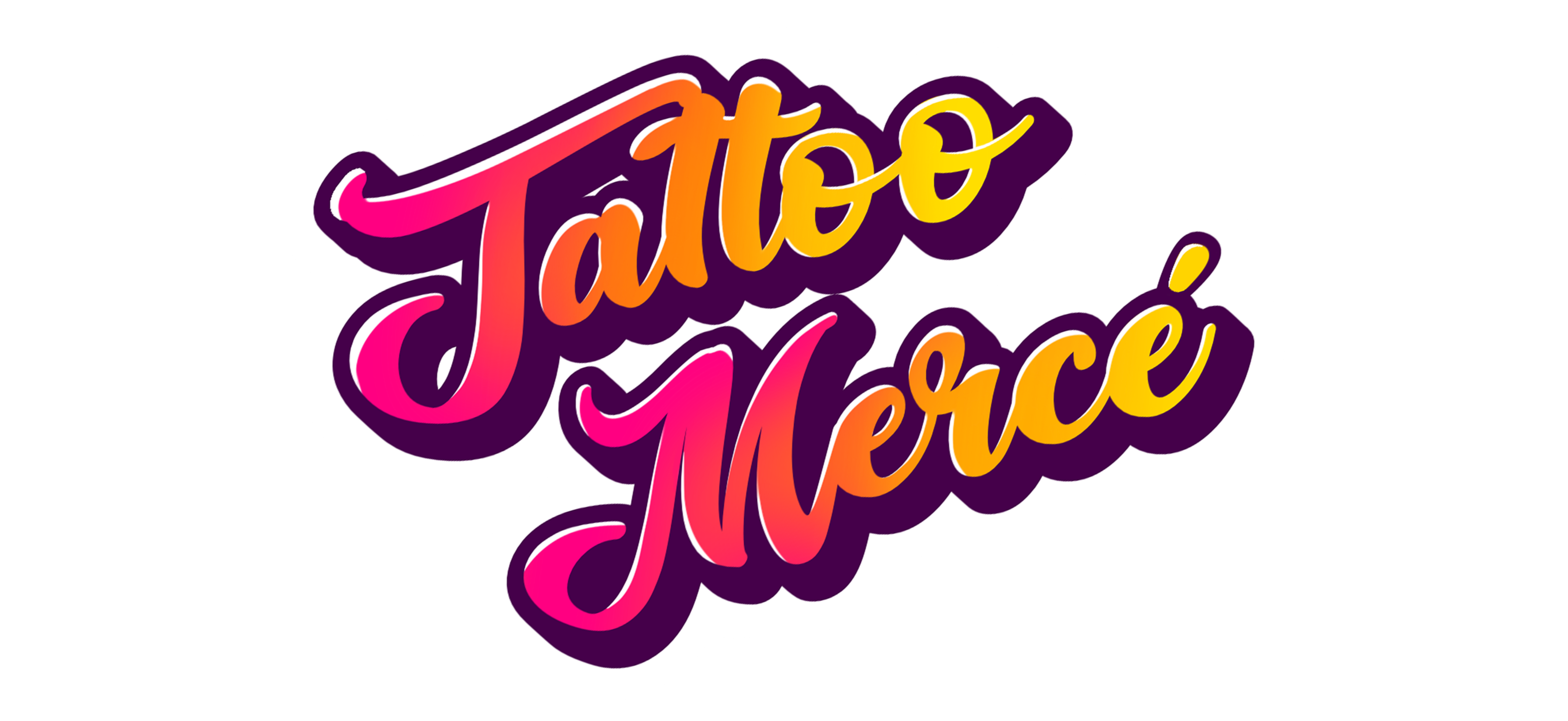 Logo of Tattoo Mercé featuring vibrant gradient text in pink, orange, and purple with a bold, modern design.